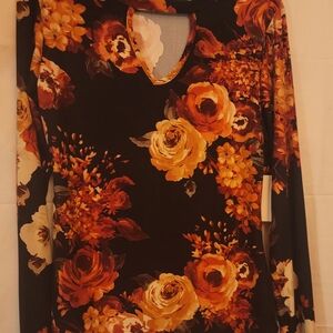 Vibe Floral Blouse - Black and Orange